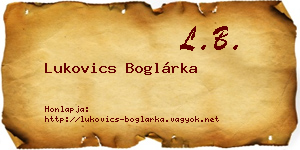 Lukovics Boglárka névjegykártya